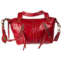 Fossil Red Monika Small Convertible Leather Satchel
