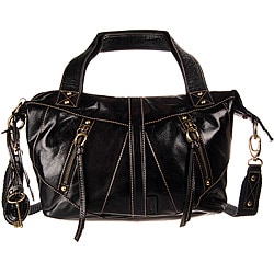 Fossil Black Monika Small Convertible Leather Satchel