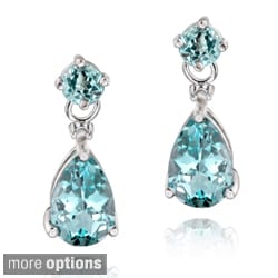 Glitzy Rocks Sterling Silver Gemstone and Diamond Earrings