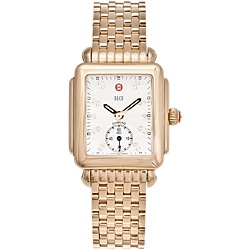 Michele Women's 'Deco' 18k Gold-plated Diamond Watch