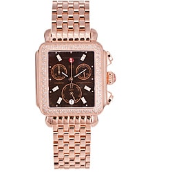 Michele Women's 'Deco' 18k Rose-goldtone Diamond Watch