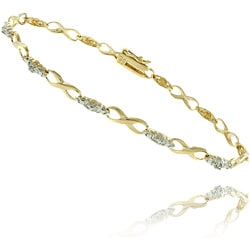 18k Gold over Silver Diamond Accent Infinity Link Bracelet