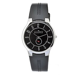 Skagen Men's Black Leather Strap Watch