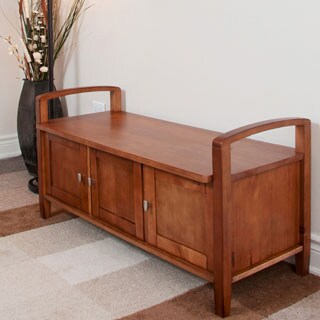 Norfolk Honey Brown Entryway Storage Bench