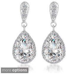 Collette Z Sterling Silver Clear Cubic Zirconia Pear Drop Earrings