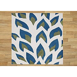 Handmade Flame Inspiration Twilight Blue Wool Rug (6' Square)