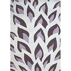 Handmade Flame Inspiration Hushed Violet Wool Rug (4' x 6')