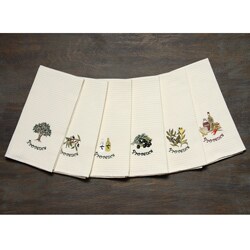 Lucia Minelli Luxury European 6-piece Champagne Embroidered Turkish Kitchen Towel Set