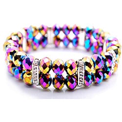Bleek2Sheek Rainbow Vitrail Crystal and Rhinestone Stretch Bracelet