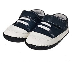 Little Blue Lamb Infant/ Toddler Navy Blue Leather Hand-stitched Shoes