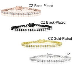 Plated Sterling Silver Cubic Zirconia Tennis Bracelet