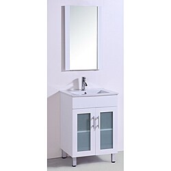 Legion Furniture Ceramic Top 24-inch Single Sink Bathroom Vanity with Mirror