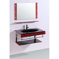 Legion Furniture Tempered GlassTop 32-inch Single Sink Bathroom Vanity with Mirror