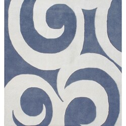 Hand-tufted Rings Grey Blue Wool Rug (6' Square)