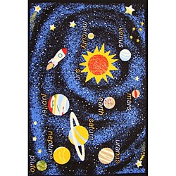 Kids' Non-Skid Blue Planets Rug (3'3 x 4'7)