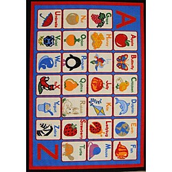 Kids' Non-Skid Blue Alphabet Rug (3'3 x 4'7)