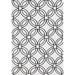 Handmade Metro Circles Black Wool Rug (9' x 12')