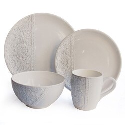 American Atelier Crochet 16 Piece Dinner Set Mastique