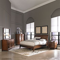 Lancashire Walnut 5-piece Curved Sleigh Queen-size Bedroom Set
