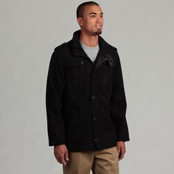 Brave Soul Men's Black Wool Military Style Jacket