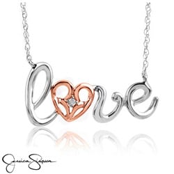 Jessica Simpson Sterling Silver and Gold Diamond Accent 'Love' Necklace