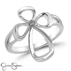 Jessica Simpson Sterling Silver .02 TDW Diamond Cross Ring (IJ-I2-I3)