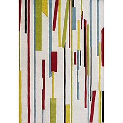 Metro Hand-made Cream New Zealand Blend Wool Area Rug (5' x 8')