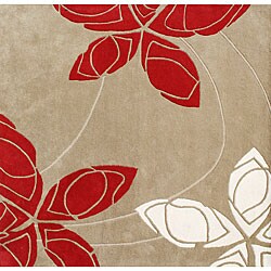 Hand-made Sabrina Golden Olive Wool Area Rug (6' x 6')