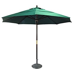 Hunter Green Olefin Dark Hard Wood 11-foot Market Umbrella With Stand