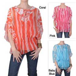 Journee Collection Women's Contemporary Plus Smocked Waist Chiffon Top