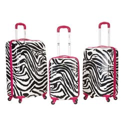 Rockland Pink Zebra Lightweight 3-piece Hardside Spinner Luggage Set