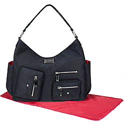 Amy Michelle Lotus Black Twill Diaper Bag