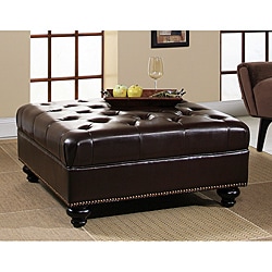 Abbyson Living Frankfurt Tufted Square Nailhead Trim Ottoman