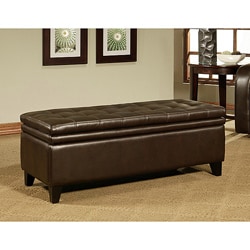 Abbyson Living Hartford Bonded Leather Double Cushion Storage Ottoman