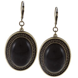 Alexa Starr Goldtone Black Lucite Oval Earrings
