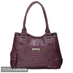 Franco Sarto Dixon Leather Embossed Crocodile Tote Handbag