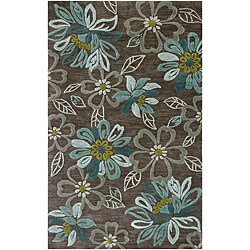 Hand-tufted Grey/ Green Rug (5' x 7'6)