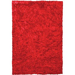 Hand-tufted Red Shag Rug (5'3 x 7'7)