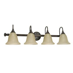Mericana - 4 Light Vanity - Old Bronze Finish with Amber Water Glass