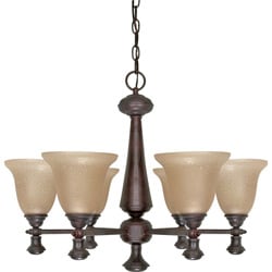 Mericana - 6 Light Chandelier - Old Bronze Finish with Amber Water Glass