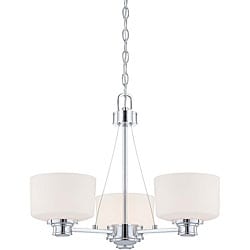 Soho - 3 Light Chandelier - Polished Chrome Finish with Satin White Glass