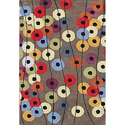 Alliyah Hand Made Tufted Metro Circles Elephant Grey New Zealand Blend Wool Rug (9' x 12')