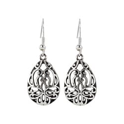 Roman Silvertone Filigree Dangle Earrings