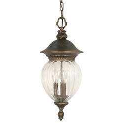 Balun Platinum Gold with Clear Melon Seed Glass 3-light Hanging Lantern