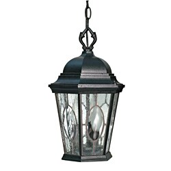 Fordham Textured Black with Clear Water Glass 3-light Hanging Lantern