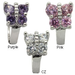 Sterling Silver Butterfly CZ Children's Huggie Earrings