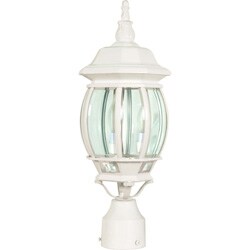 Central Park 3 Light White With Clear Beveled Panels Post Lantern