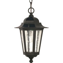 Cornerstone 1 Light Textured Black With Clear Seed Hanging Lantern