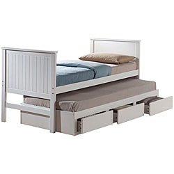Bungalow White Finish Twin-size Captain Bed with Trundle 