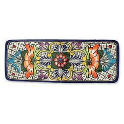 Handcrafted Ceramic 'Guanajuato Flora' Talavera Serving Plate (Mexico)